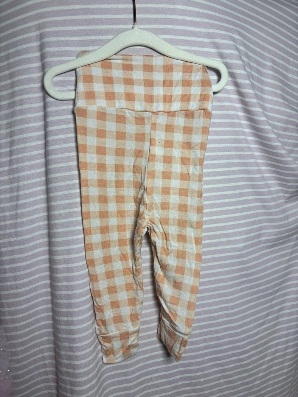 Lou Lou & Company Peach and White Gingham Henley Top